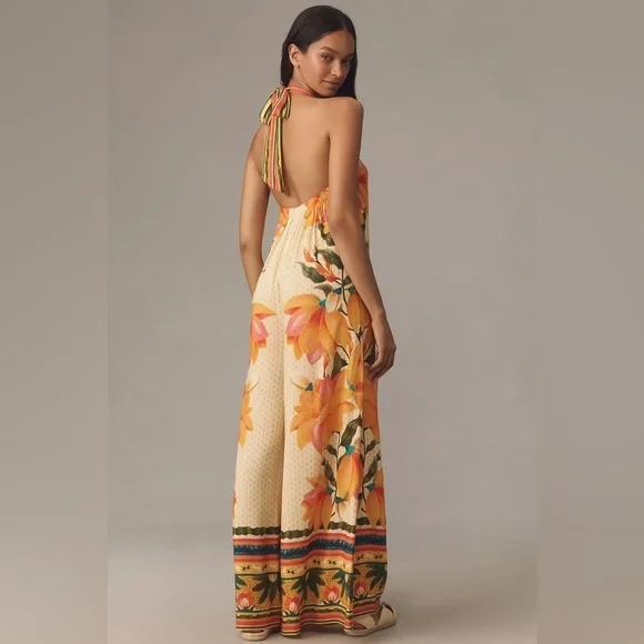 Anthropologie Farm Rio Floral Halter Jumpsuit